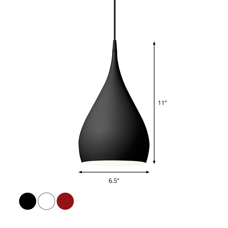 6,5 "/10" Luce a sospensione a goccia larga in metallo moderno 1 luce bianca/bianca/rossa