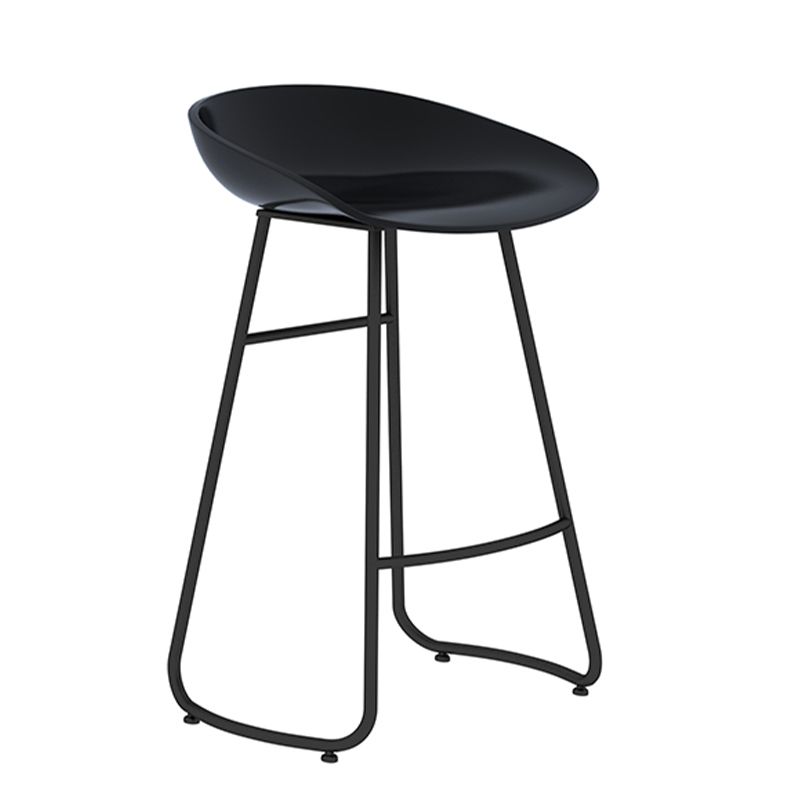 Modern Armless Backrest Counter Stool Iron Bar Stool with Acrylic Seat and Pedal for Cafe