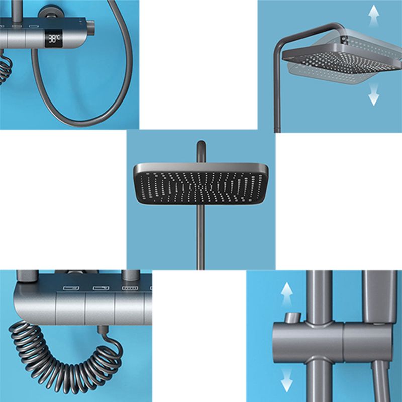 Modern Adjustable Water Flow Shower Faucet Square Shower Hose Shower System on Wall