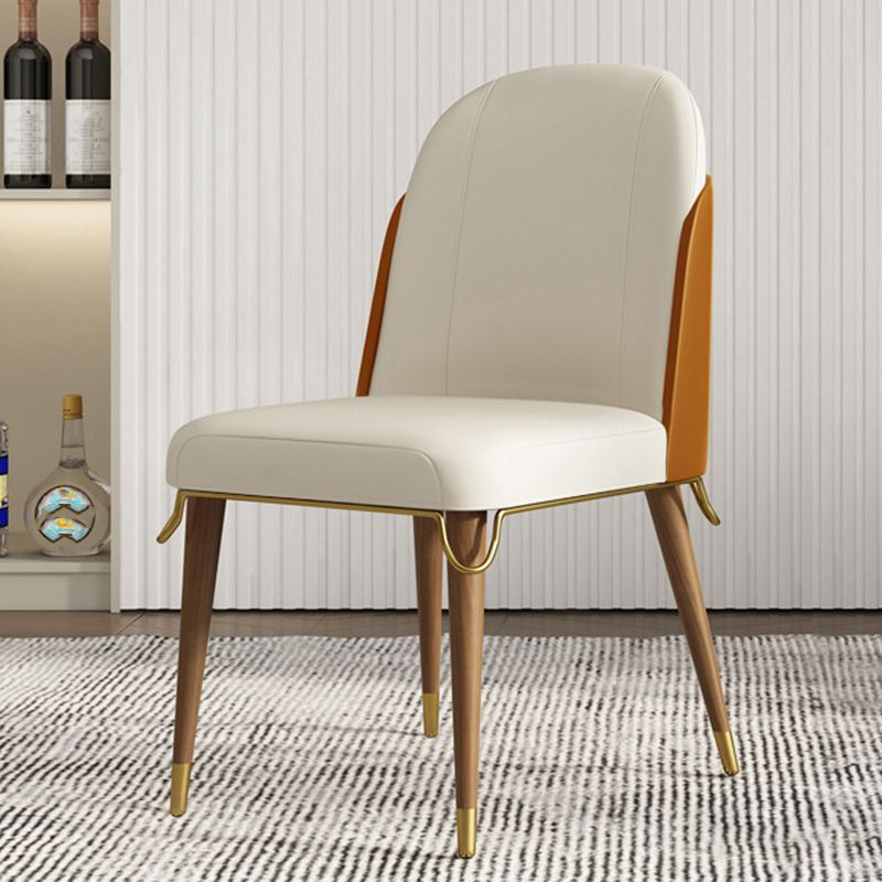 Contemporary Parsons Dining Chairs Faux Leather Armless Dining Chairs for Home