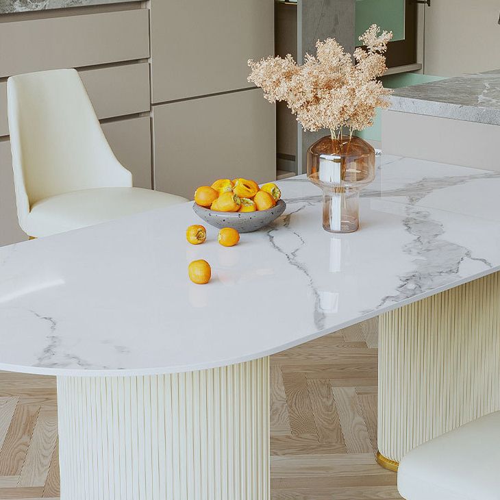 Minimalist Standard Height Dining Set with Microfiber Leather Dining Table and Chairs