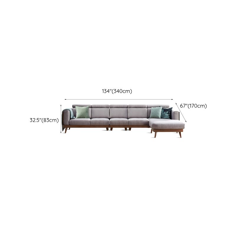 Farmhouse Square Arm Fabric Solid Wood Sofa in Brown for Living Room
