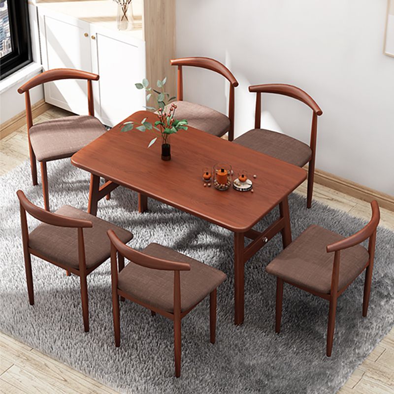 Contemporary Rectangular Wooden Dining Table with 4 Metal Foot