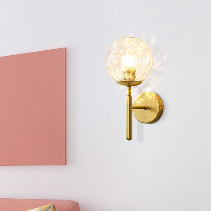 Modern Metal Wall Sconce Ball Shape Wall Light with Glass Shade for Living Room