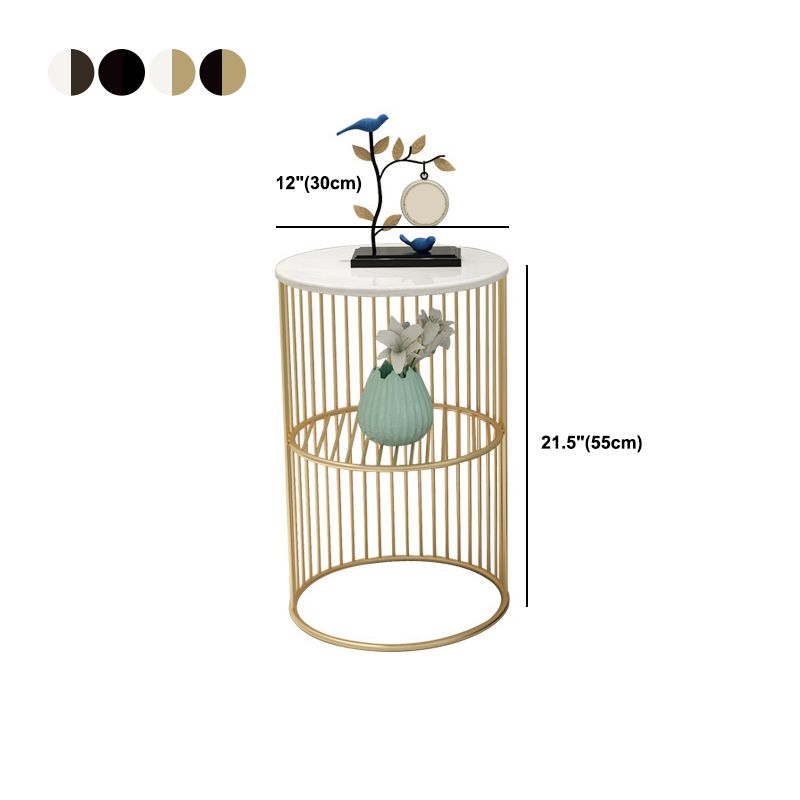 21.65" Tall Contemporary Style Side End Table Metal Frame Round Sofa Side Accent Table