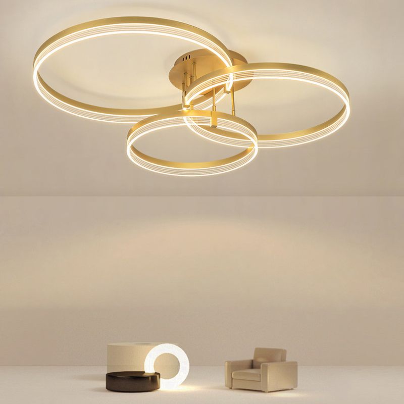 Geometric Flush Mount Light Fixture Modern Metal Flush Light in Gold