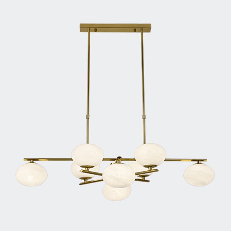 Glass Round Island Lighting Fixture Minimalist Style Island Pendant Light in Gold