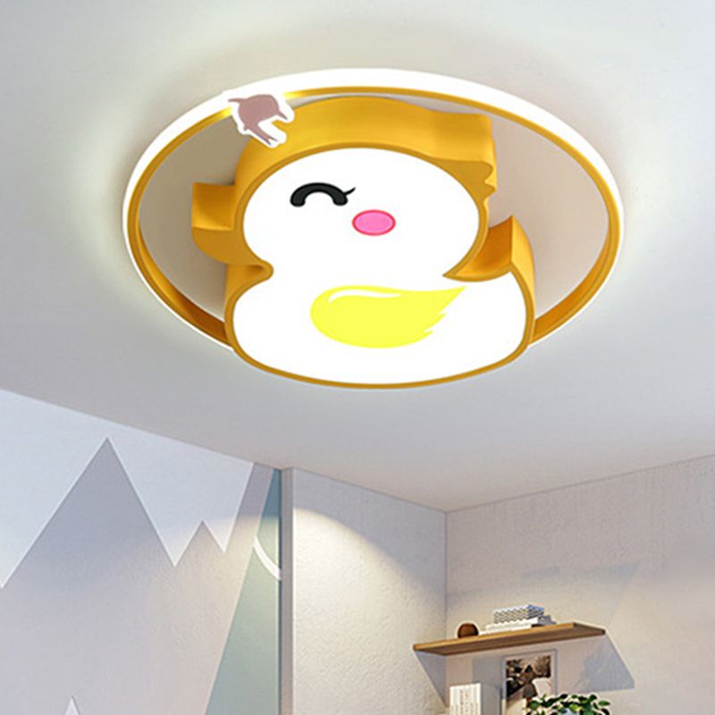 Duck Flush Mount Lighting Fixture Modern Style Acrylic Yellow Flushmount Ceiling Lamp