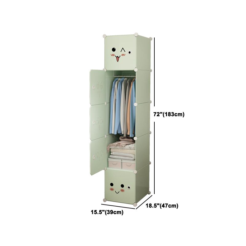 Modern Style Wardrobe Green Colour Plastic Bedroom Wardrobe Closet