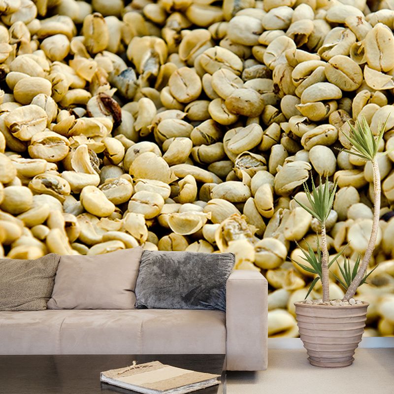 Papier peint Mural moderne en forme de grains de café, décoration murale pour Bar à café, couleur douce