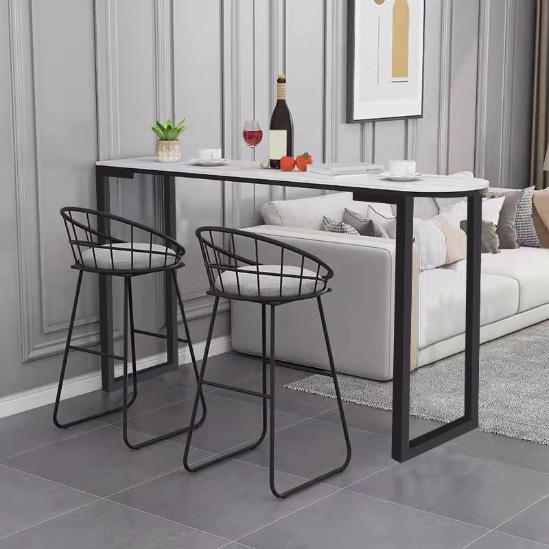 Contemporary Free Form Bar Table with Metal Base for Living Room