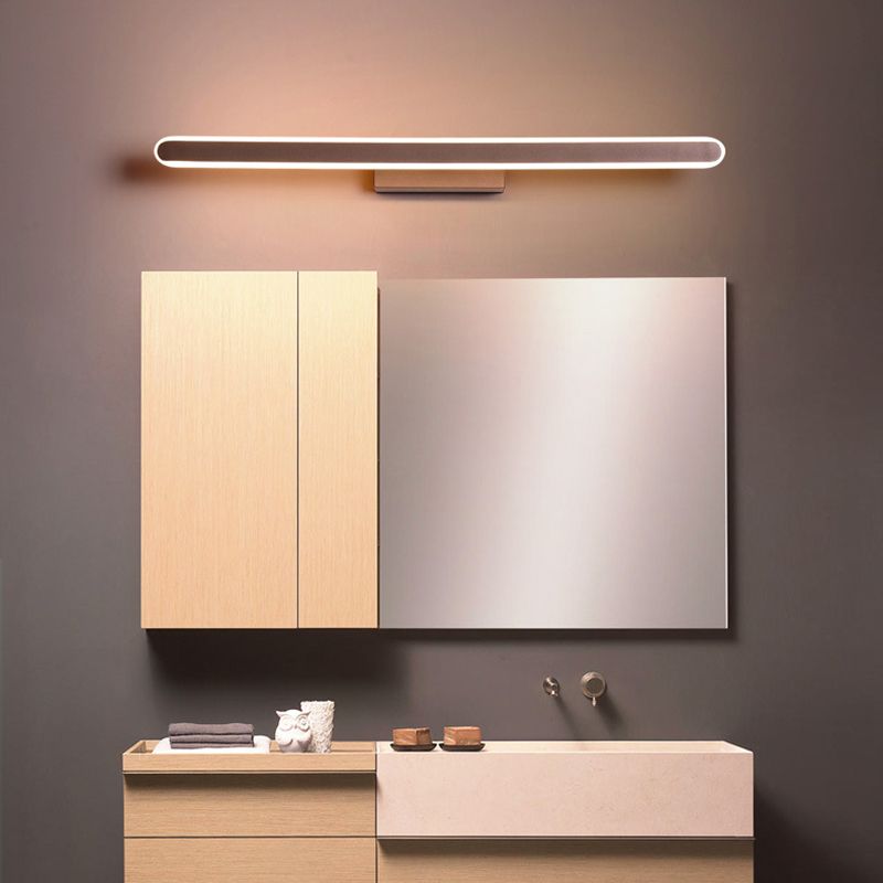 Modern Style Mirror Cabinet Bathroom Wall Lights Brown Metal Linear Shade LED Ambient Vanity Lighting