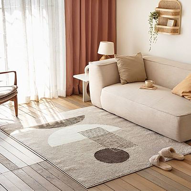 Modern Color Block Area Carpet Polyester Rug Stain Resistant Indoor Carpet for Living Room