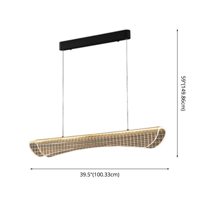 Modern Pendant Light Transparent Island Lighting Metal 1 Light Island Light Fixture in Black