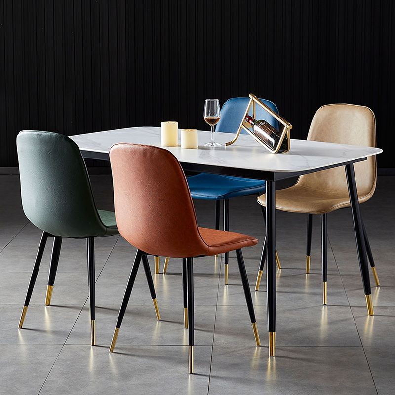 Chaises de salle à manger en métal de Style nordique, chaises latérales sans bras à dossier solide pour la cuisine