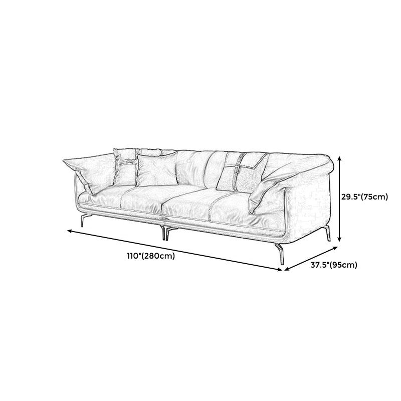 Modern Style Square Armrest Sponge Seat Padding Black Sofa with Pillow Back