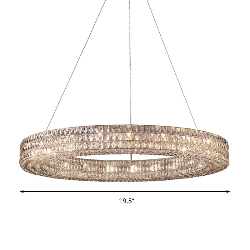 Ring Clear K9 Crystal Ceiling Pendant Light Simple 8/9 Heads Living Room Chandelier Light