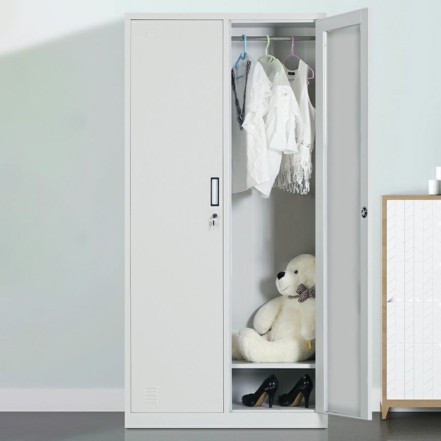 Modern Metal Wardrobe for Home Matte Finish Cabinet with Hinged Doors