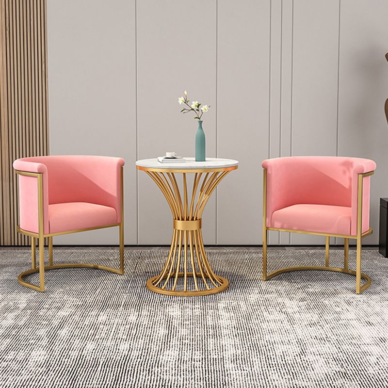 Parsons Arm Chair Velvet Gold Base Dining Chair for Dining Room