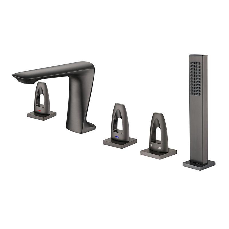 Modern Bathtub Faucet Flush Mounted Shower Head Rod Handle Faucet