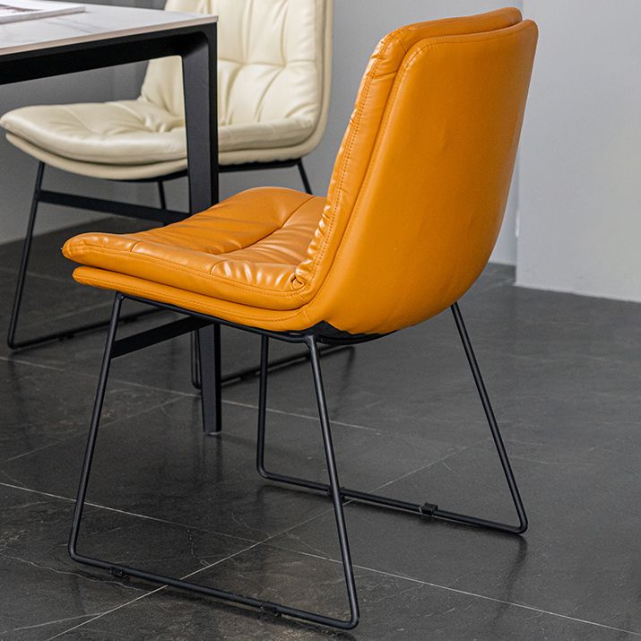 Nordic Upholstered Armless Dining Chairs Metal Legs Solid Back Chair for Home Use