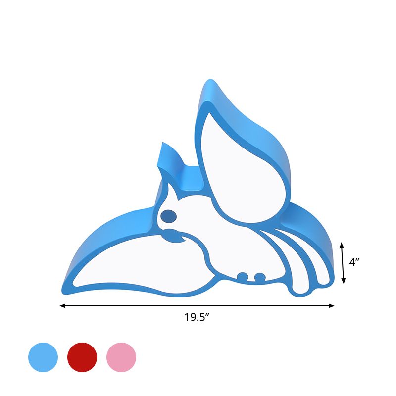 Acrylic Flying Parrot Flush Light Children Style Red/Pink/Blue LED Flush Mount Ceiling Fixture