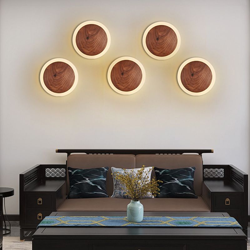 Geometric Shape Wood Wall Light Fixture Modern Style Wall Lamp for Living Room