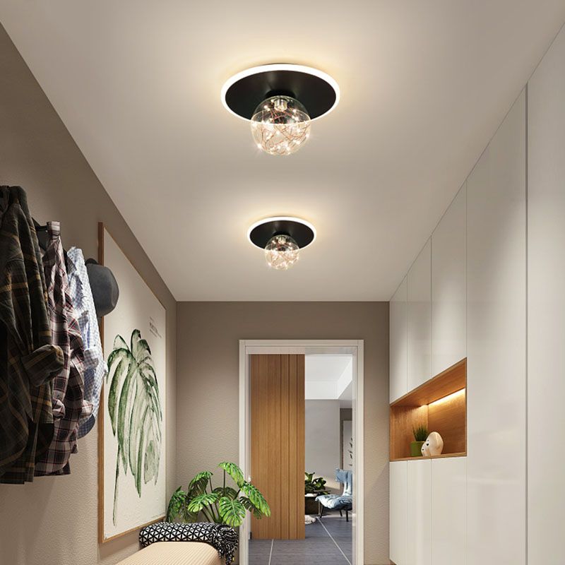 Global Glass Plafonnier moderne à 1 lumière à montage encastré à LED pour couloir