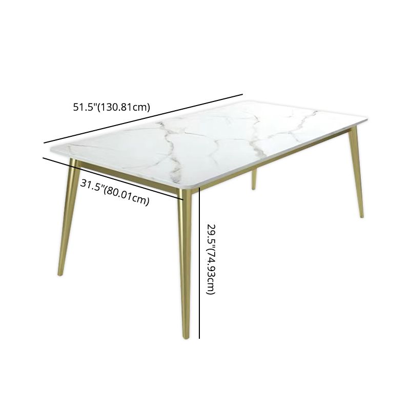Scandinavian Style Dining Room Set Sintered Stone Top Dinette Set with Metal 4 Legs Base