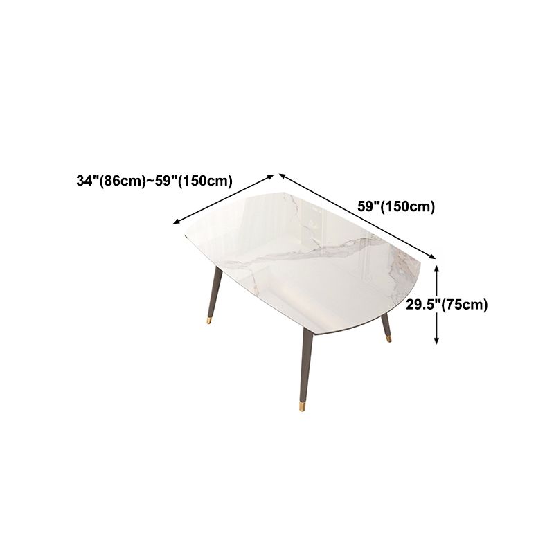 Luxury Sintered Stone Top Table Extendable Round Table with Wooden 4 Legs