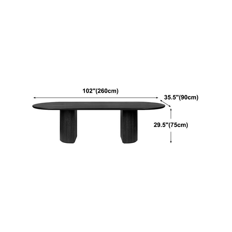 Contemporary Style Dining Table Solid Wood Pure Black Table for Home Kitchen