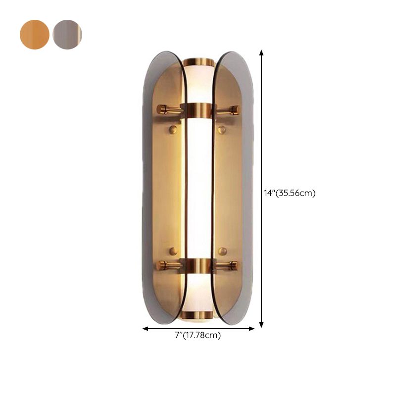 Modern Glass Wall Sconce Cylinder Shape Wall Light with Acrylic Shade for Living Room