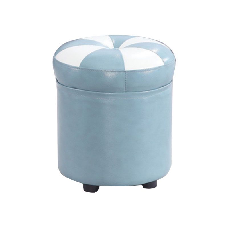 Wine Red Round Pouf Leather Color Piece Pouf for Drawing Room