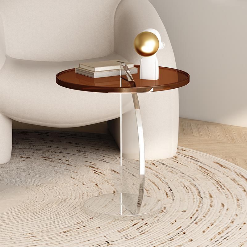 Modern Round Side End Table Plastic Pedestal Sofa Side Accent Table