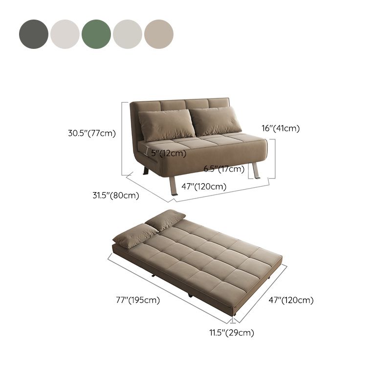 Glam Cushion Back Sleeper Sofa Solid Color Armless Sofa Bed with Pillows