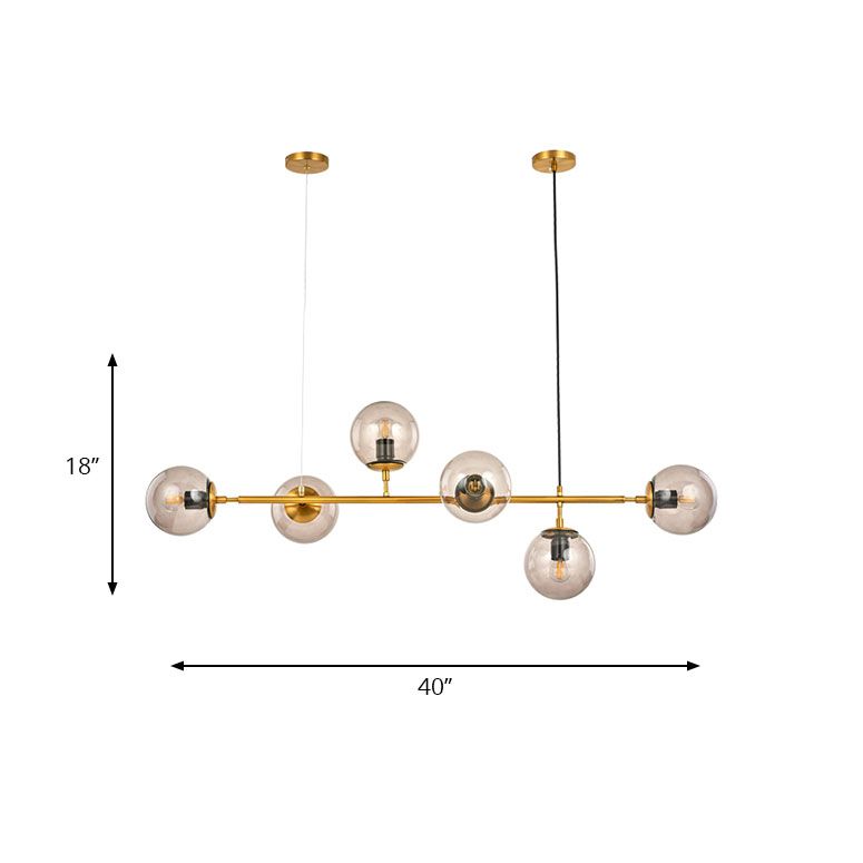 Fumi il lampadario a bolle grigio illuminazione a sei luci moderna vetro in vetro isola luce per sala da pranzo in cucina