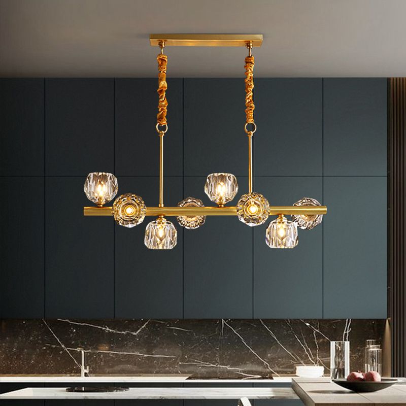 Ball Shape Crystal Island Pendants Modern Style Multi Lights Island Pendant Lights in Gold