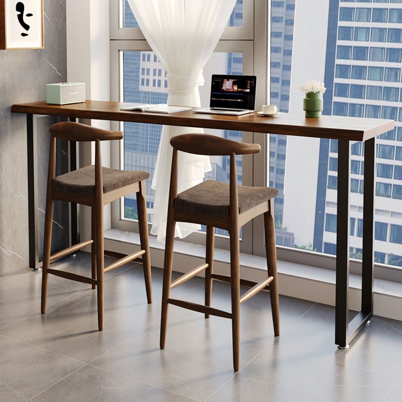 Industrial Indoor Bar Dining Table Rectangle Solid Wood Bar Table