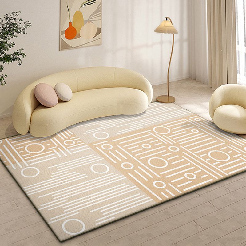 Modern Yellow Area Rug Geometric Print Polyester Carpet Anti-Slip Rug for Drawing Room