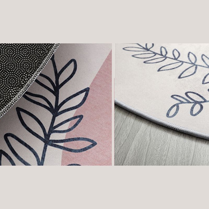 Round Light Color Abstract Lines Print Rug Polyester Modern Anti-Slip Backing Indoor Rug for Living Room