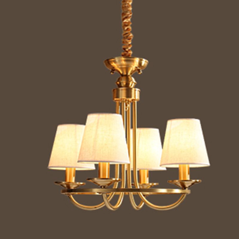 Metal Gold Ceiling Suspension Lamp Tapered Traditional-Style Chandelier Lighting Fixture