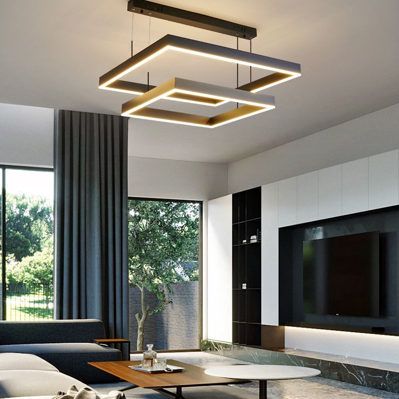 Modern Square Chandelier Light Fixtures Metal Chandelier