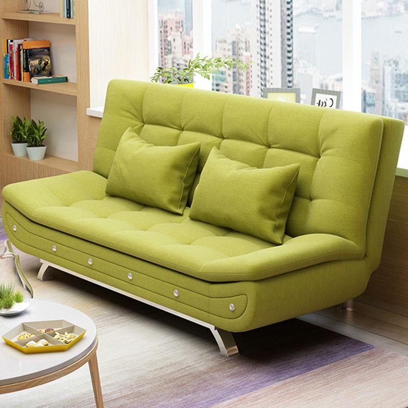 Cotton Blend Convertible Contemporary Biscuit Back Armless Sofa Bed