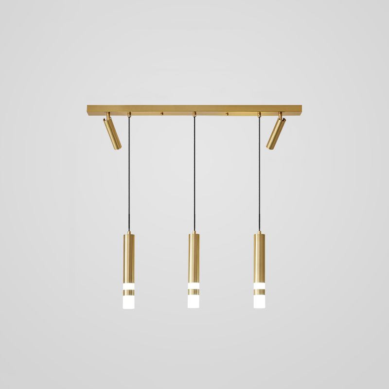Cilindros de oro Luz de la isla Luz de estilo contemporáneo LED Metal Island Fixture