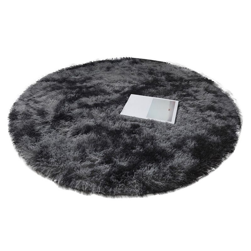 Round Plain Shag Rug Polyester Funky Carpet Pet Friendly Indoor Carpet for Home Decoration