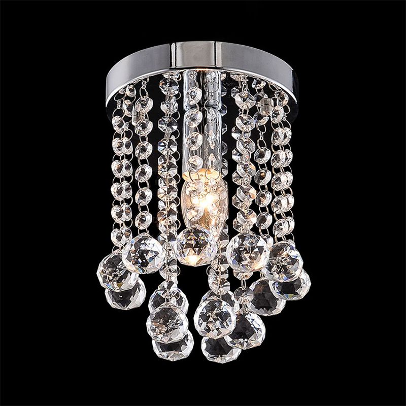 Round Crystal Balls Flush Mount Light Chrome Finish Flushmount Ceiling Light for Hallway