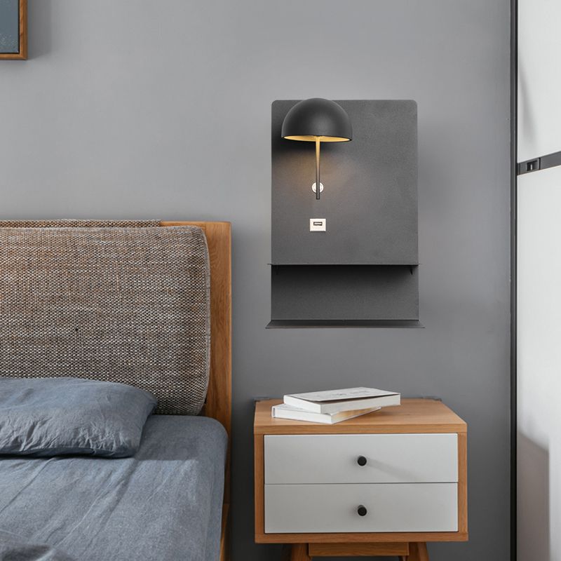 Black Bowl Metal Wall Lighting Modernist LED Metal Wall Mount Light Fixture for Living Room