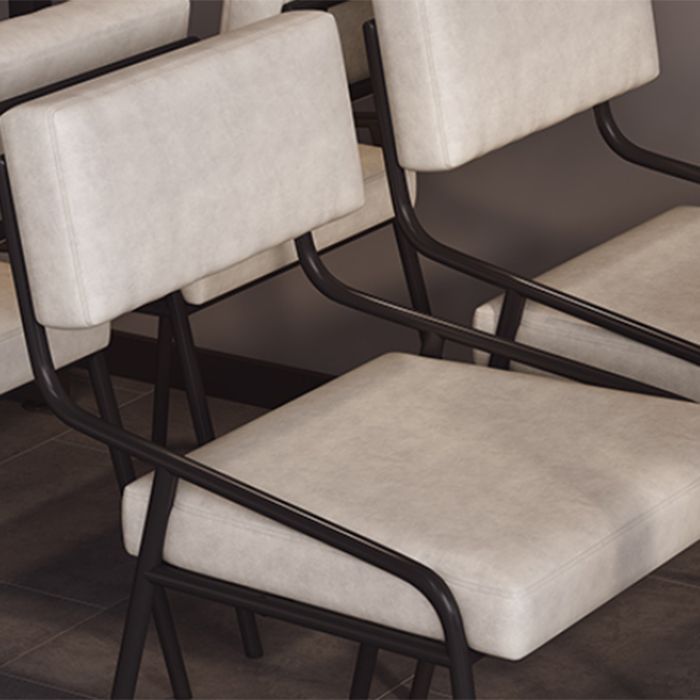 Industrial PU Leather Dining Chair Open Back Upholstered Dining Side Chair