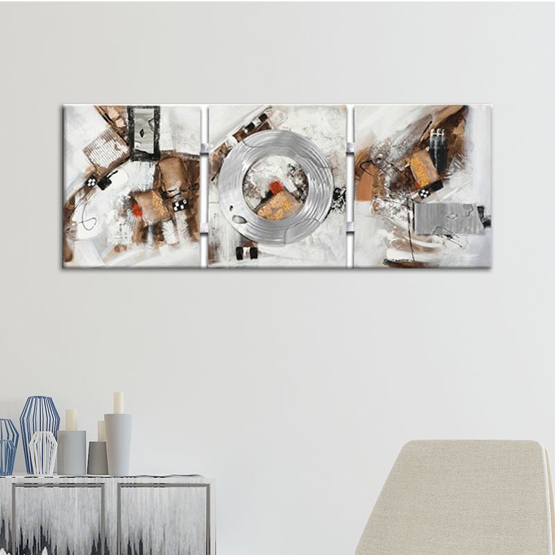 Light Brown Abstract Painting Textured Surface Modern Sitting Room Wall Art