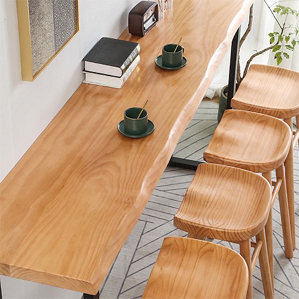 Modern Bar Set 1/2/5 Pcs Solid Wood Top Bar Table with Footrest Bar Stools